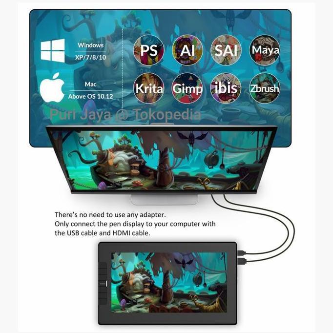 VEIKK VK1200 Drawing Tablet Graphic Monitor Passive Pen Terlaris