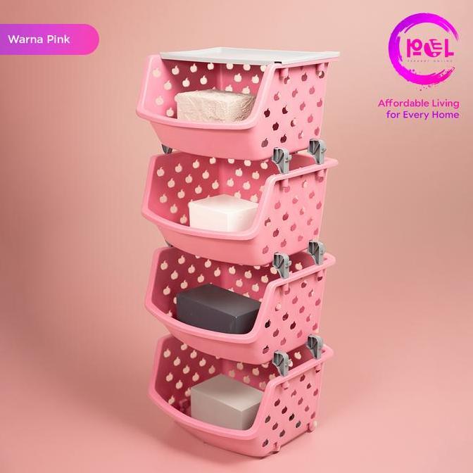 [POL] COD Rak Keranjang Buah | Rak Plastik Multifungsi 4 tingkat | Rak Keranjang Serbaguna Mainan