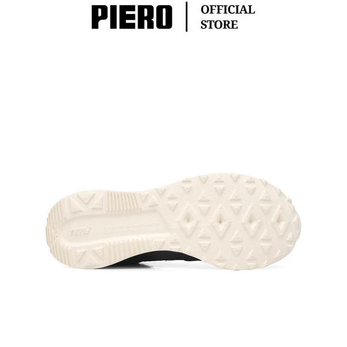 Piero Sepatu Sneakers Pria Jogger Black/Off White/Black Pie1000372