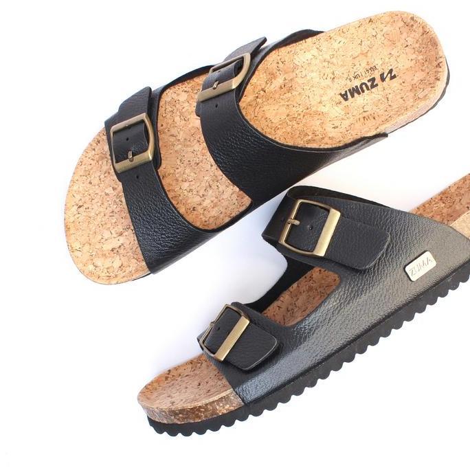 Zuma Men Luca 1 Black, Sandal Slop Pria Karet Slip On Polos, Hitam