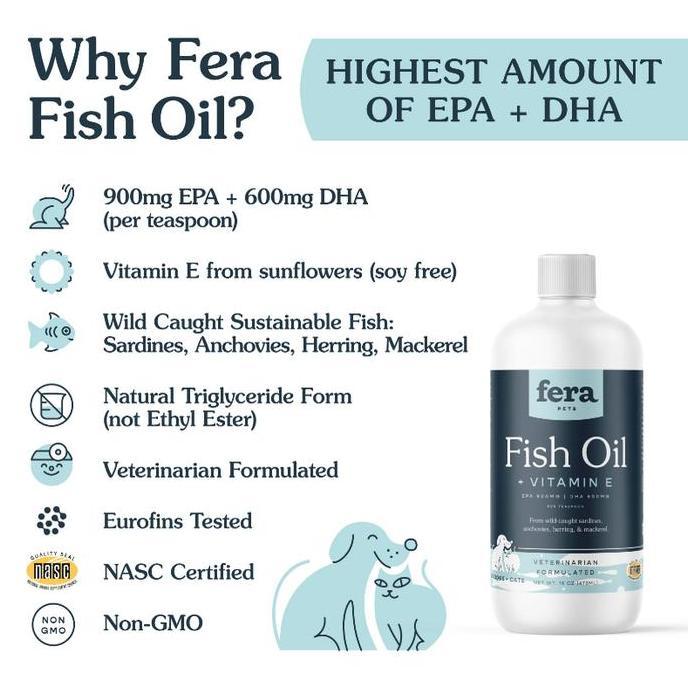 FERA Fish Oil 8 16 OZ Dog Cat Minyak Ikan Anjing Kucing EPA DHA Omega 3