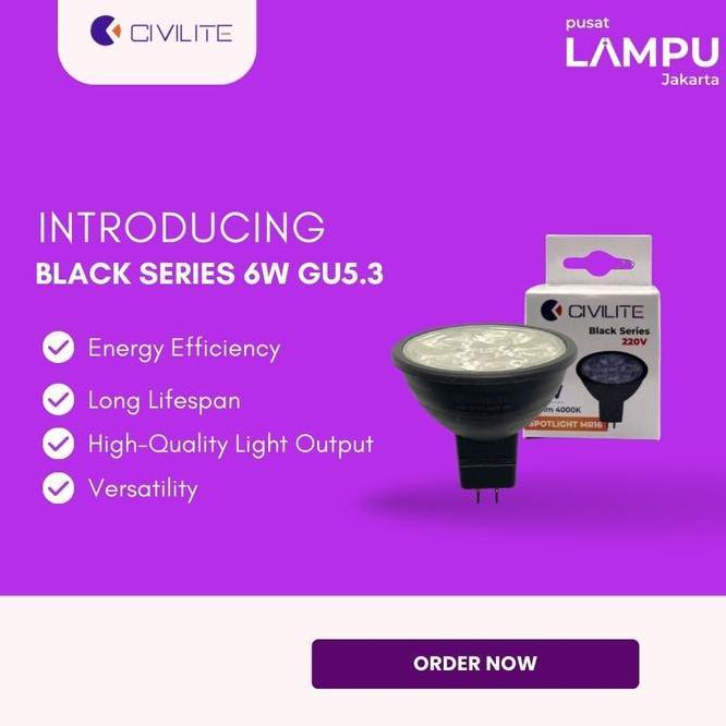 Civilite Mr16 Black Series Smd 6Watt 220Volt