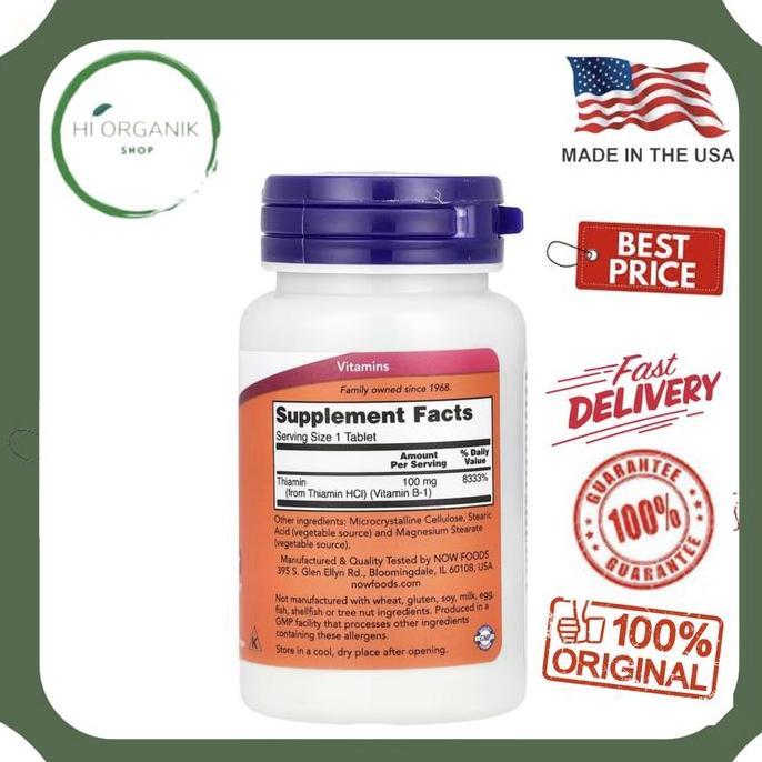 Now Foods B-1 B1 B 1 100 Mg 100 Tablets Original