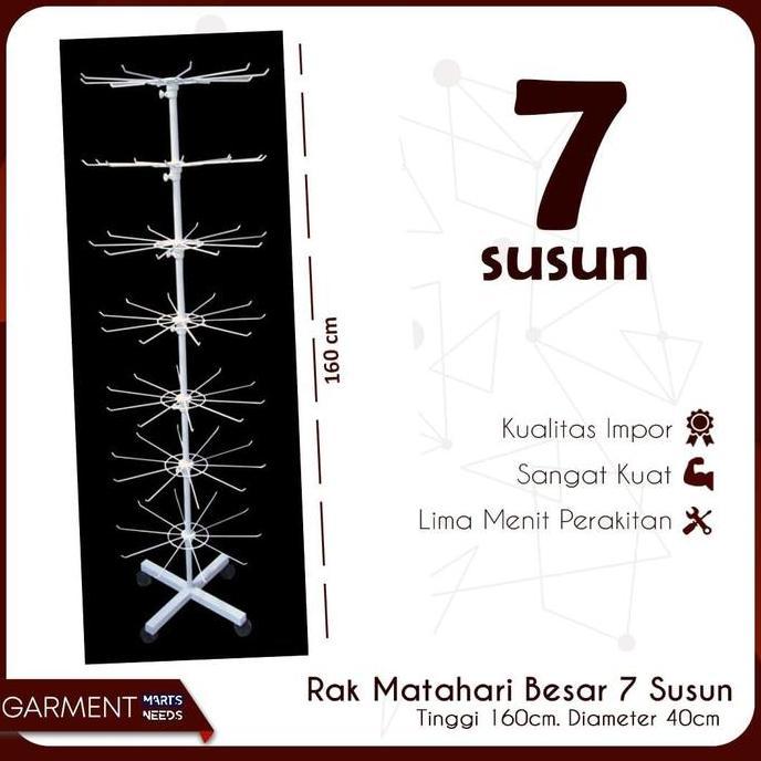 Rak Display Putar Matahari 7 Susun Besi Kuat Tebal Impor Ada Roda