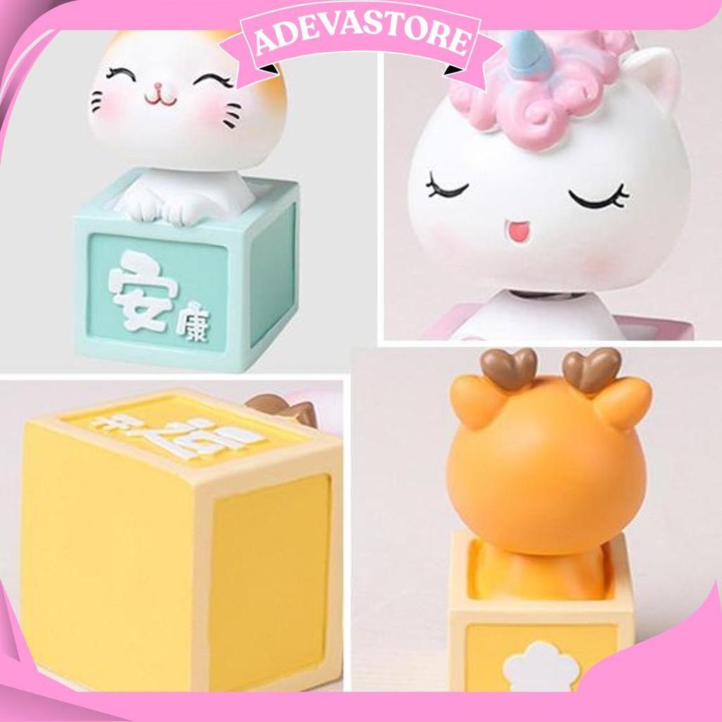 Bobble Head Kepala Goyang - Pajangan Dashboard Mobil Dekorasi Aksesoris Kucing Rusa Unicorn Anjing O