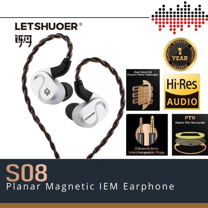LETSHUOER S08 / S-08 / S 08 13mm Planar Magnetic Driver HiFi In Ear Monitor IEM Earphone with Detach
