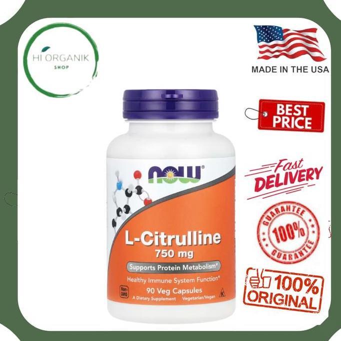 Now Foods L-Citrulline L Citrulline 750 Mg 90 Veg Capsules Vitamin Original