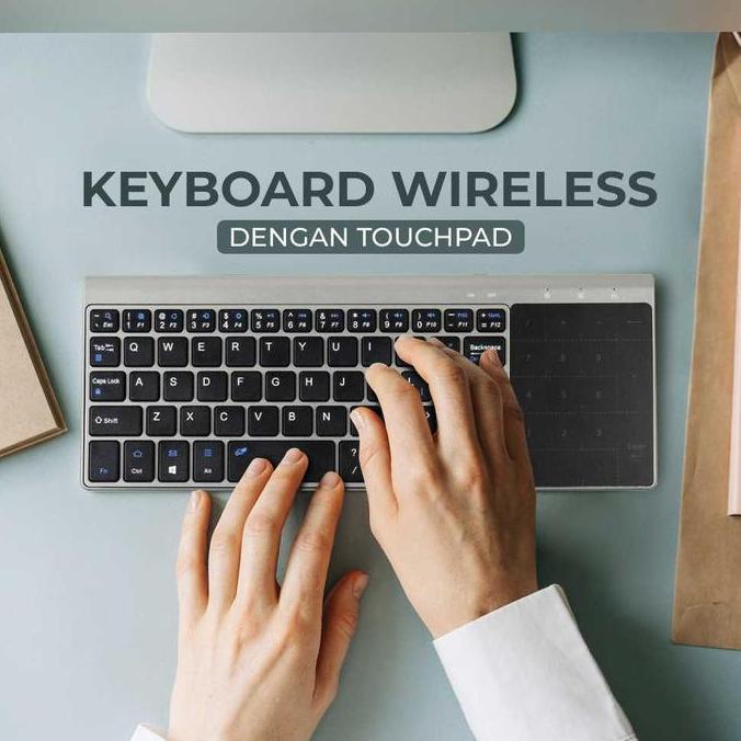 QUANXI Keyboard Wireless QWERTY dengan Touchpad - Q63 laptop / pc