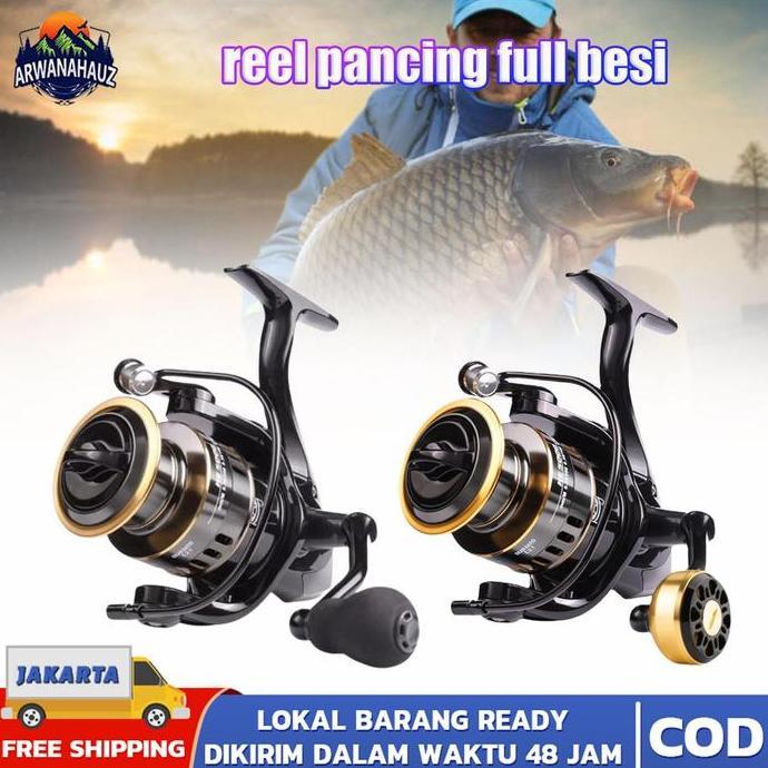 QUANXI Reel Pancing Laut Kuat 50 Kg, Reel Pancing Murah Cuci Gudang, Spinning Fishing 5.2:1 Ball Bea