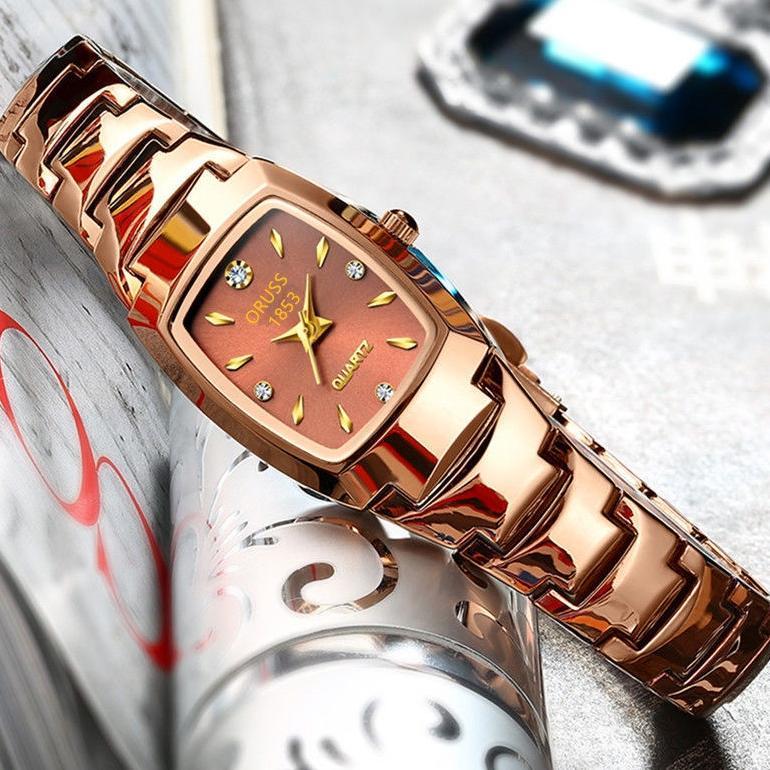 Jam Tangan Wanita Oruss Original Kecil Kotak Garansi Anti Air