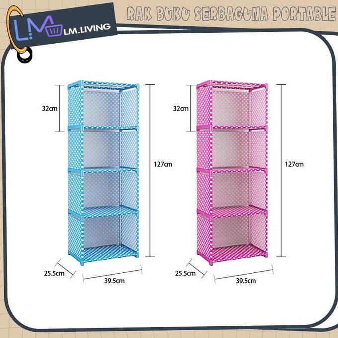 LM Rak Buku Minimalis & Rak Penyimpanan Serbaguna Rak 5 Susun Anti Debu dengan Penutup untuk Ruang K