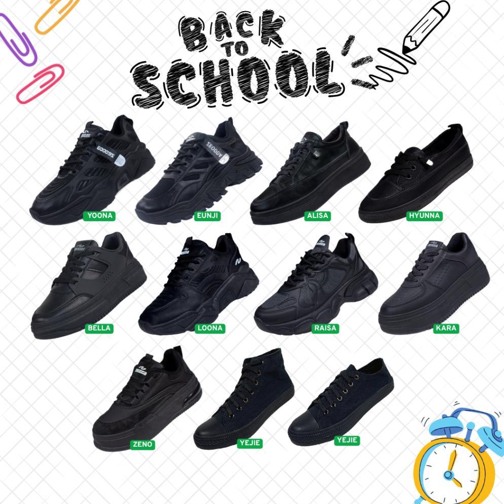 Zeodda Sepatu Sneakers Sekolah Hitam Spesial B Series Termurah