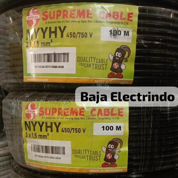 Promo Kabel Listrik NYYHY 3X1,5mm SUPREME @50M Serabut isi 3 NYYHY 3x1,5 3x1.5 mm NYYHY 3x1.5mm SUPR
