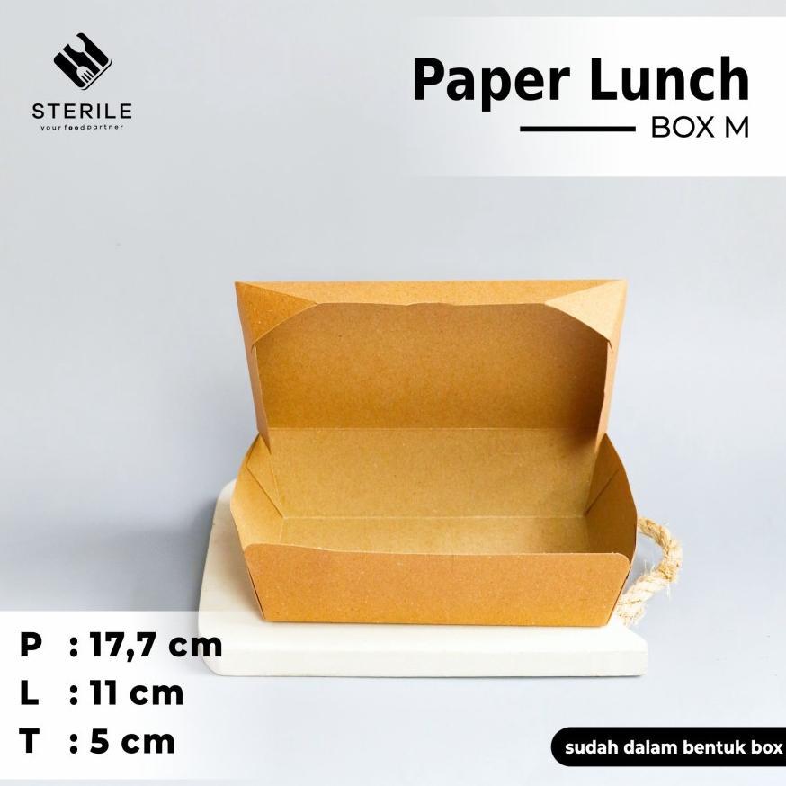 paper lunch box size M bahan ECO kraft foodgrade / paper box coklat