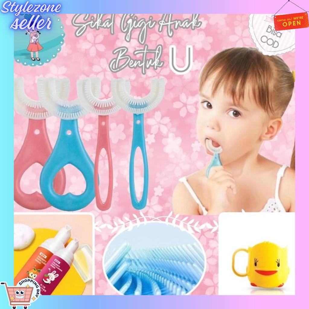 Original Sikat Gigi Anak Bentuk U/ Toothbrush Bahan Silicon Bpa Free/Sikat Gigi Baby/Sikat Gigi Anak