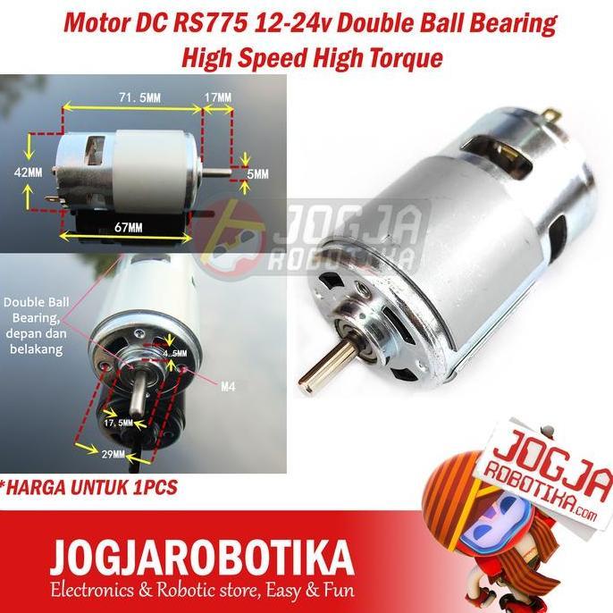 Motor DC RS775 12-24v Double Ball Bearing High Speed High Torque 775