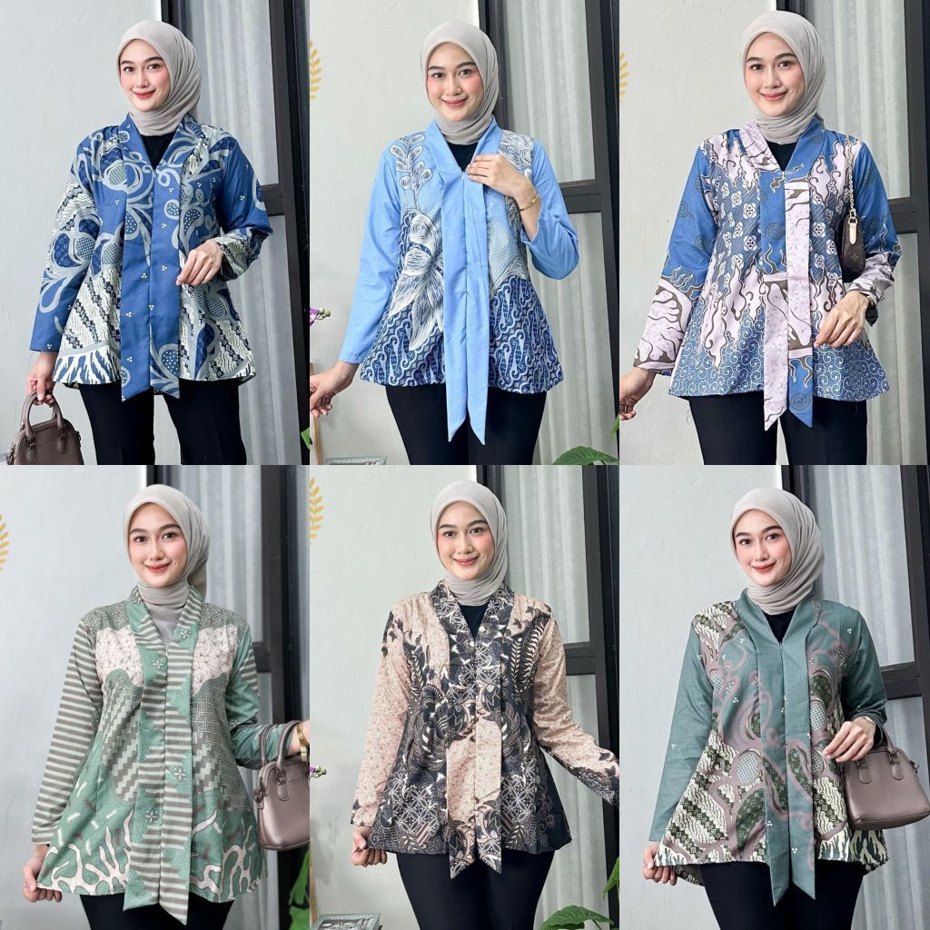 blus batik wanita modern / kebaya batik kantor M L XL XXL / baju batik modern / blus batik