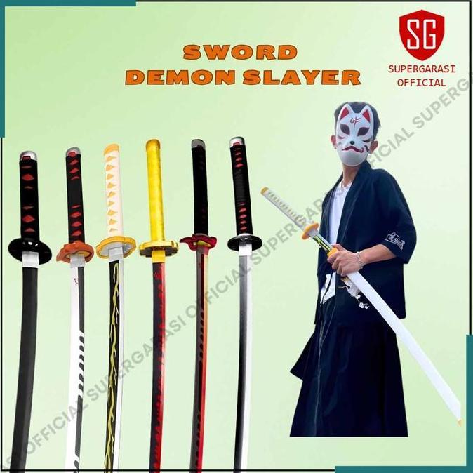 Demon slayer nichirin mainan pedang kayu tanjiro zenitsu giyuu rengoku kyojuro wooden sword cosplay