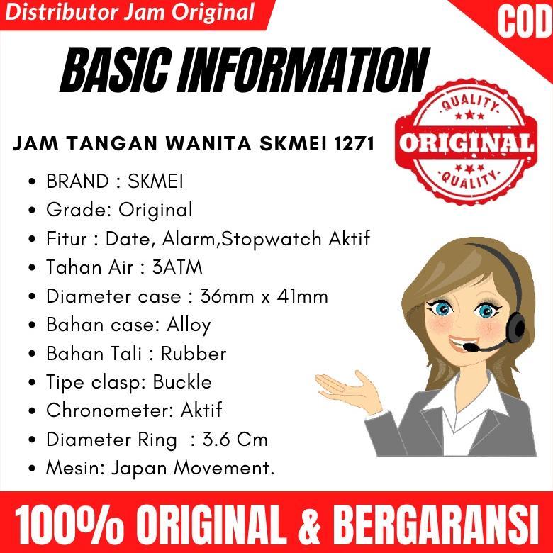 Jam Tangan Wanita Digital Kotak Original Anti Air SKMEI 1271 Import Jam Tangan