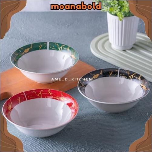 Super Mangkok Bijian Keramik 7" Motif Marble Emas