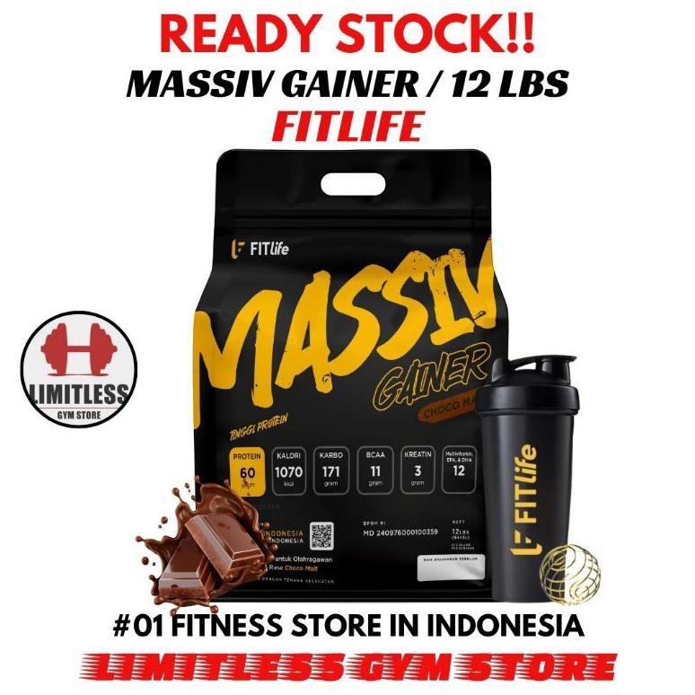 Fitlife Massiv Gainer 12 Lbs Susu Penambah Berat Badan Tinggi Kalori & Protein Original