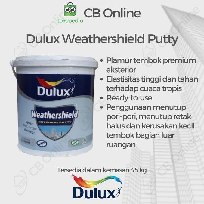 Premium DULUX PLAMUR TEMBOK LUAR DULUX WEATHERSHIELD PUTTY - 3.5 KG Promo