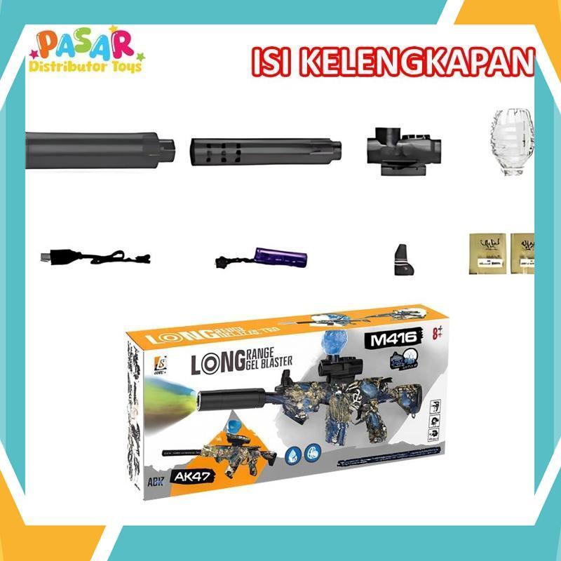 Terbaik Mainan Anak D-6650/WH82-4 M416 GEL BLASTER Mainan Tembakan Bal Elektrik M416 Lampu Aksesoris