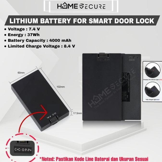 Smart Lock Lithium Battery / Baterai Smart Door Lock Kadonio Rechargeable / Baterai Smartlock SEYVEN