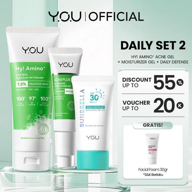 NEW [FREE GIFT] YOU 3IN1 PAKET SKINCARE SET 3PCS RADIANCE GLOW SERUM FACIAL FOAM CREAM RADIANCE UP S