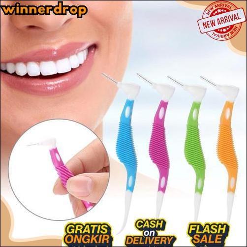 Obral  1 Box Mix 4 Size Interdental Brush 2In1 Sikat Gigi Ortho Behel Kawat
