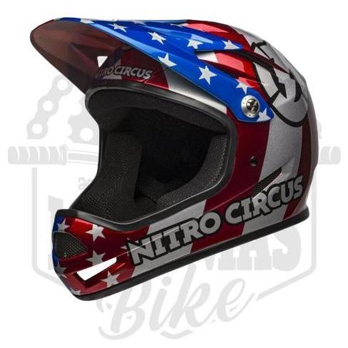 HELM FULL F BELL SANCTION RED SILVER BLUE NITRON HELMET