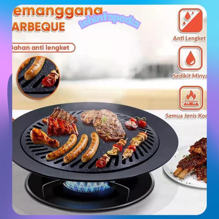 rd-67 ULTRA GRILL PAN TD | BBQ Grill Pan Smoke Set Alat Bakaran Bulat Anti Lengket  Pemanggang Steak