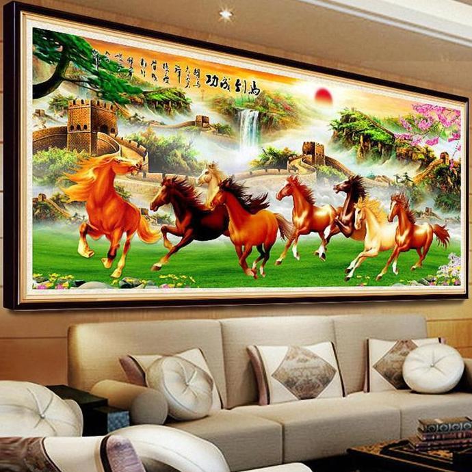 DIY Diamond Painting Full. 8 Kuda Keberhasilan Tembok Raksasa 18070 cm D509SB / D509B / D509 CO