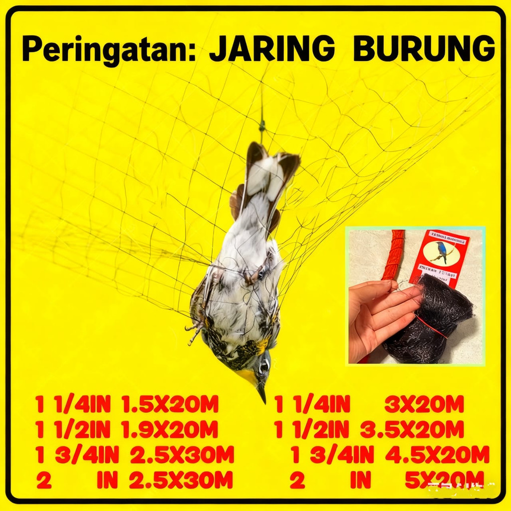 Jaring burung hitam / jaring pikat burung / jaring bonus tali P±10-25meter