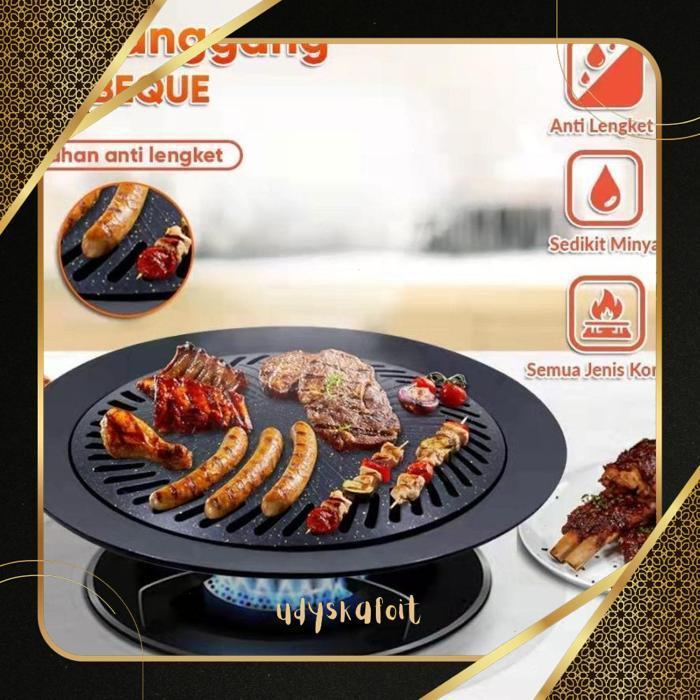 et-98 Grill Pan BBQ Alat Pemanggang Anti Lengket Bulat Wajan Teflon Besi Panggangan BBQ korea all yo