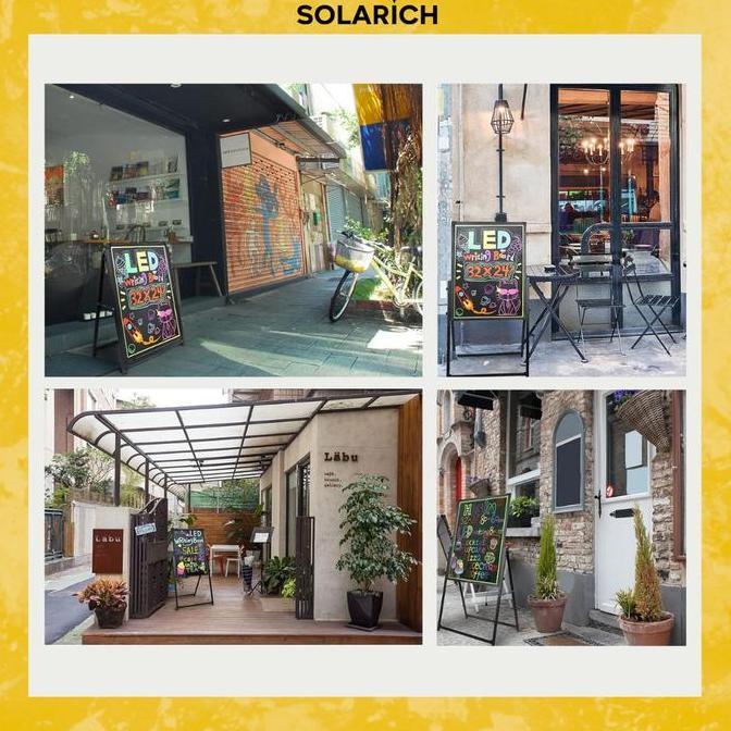 LED Standing Board Glass - Papan Tulis LED Dengan Efek Neon Dapat Dihapus & Tulis Ulang (Cocok Untuk