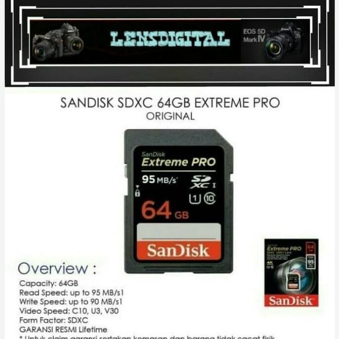 Sandisk SDXC 64GB EXTreme Pro-Memory SD Card Sandisk 64gb Original murah