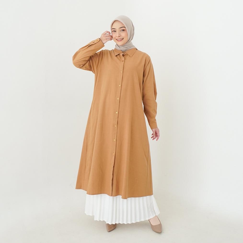 Hajin Tunik Dress B5010178 premium by SONIA | tunik wanita basic full kancing | atasan blouse muslim
