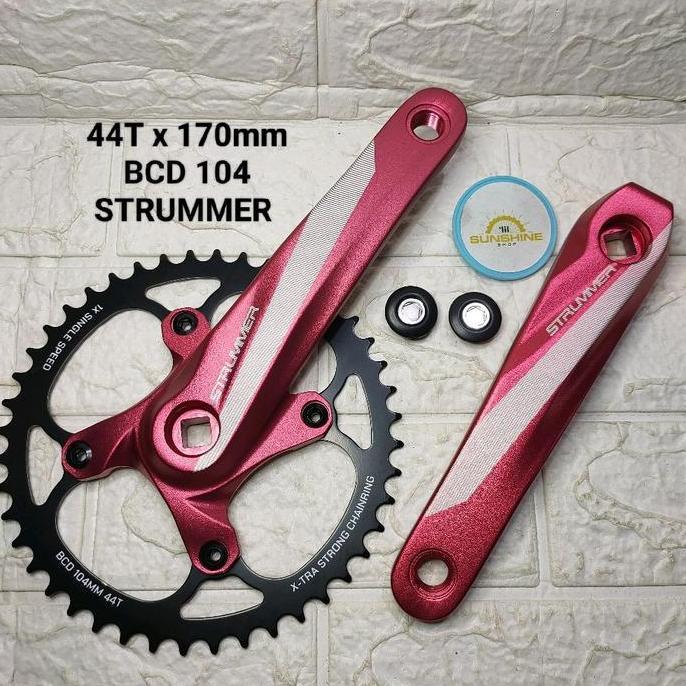 Crank STRUMMER CW7 Gir Single 1 Speed 34T 40T 44T BCD 104 Lubang As Tengah BB KOTAK Sepeda FIXIE Roa