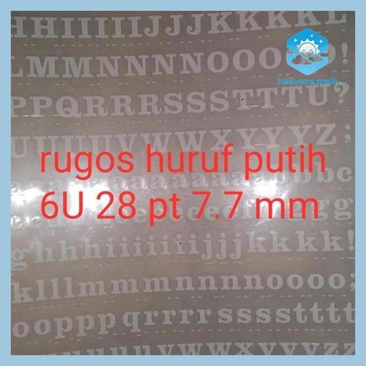 RUGOS HURUF PUTIH TIPE 6U 7.7 MM LEMBARAN ( ALAT TULIS SEKOLAH KANTOR KAMPUS KULIAH )