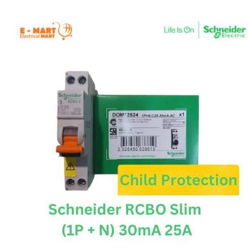 HARGA DISC - SCHNEIDER RCBO Slim RCCB ELCB 1P 1 Phase 16A 25A 32A 30mA Proteksi Setrum