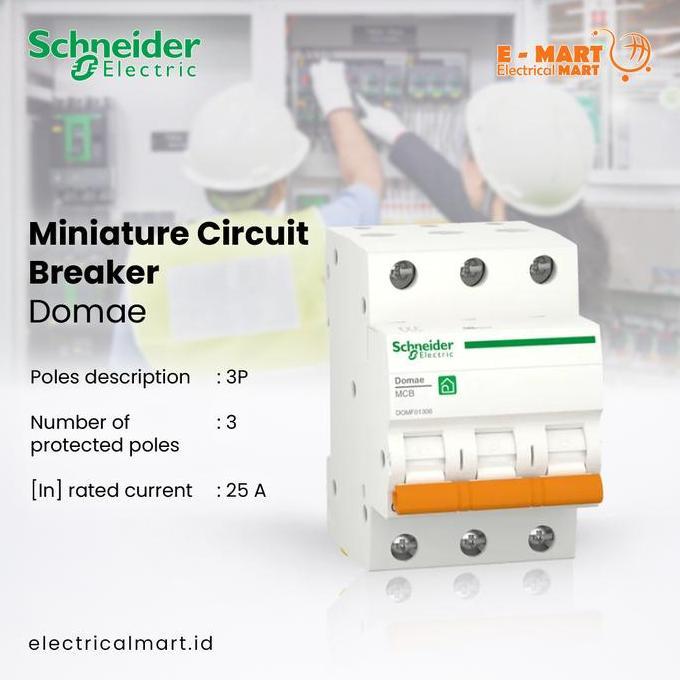 BEBAS ONGKIR - Schneider Domae MCB 3Phase 25A 3 Phase 25 Ampere