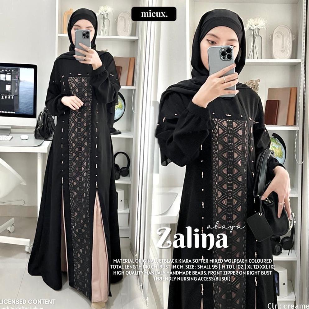 Gamis Abaya Arab Hitam List Busui Bahan Jet Black Saudi Kwalitas Terjamin Exclusive Abaya Polos Resl