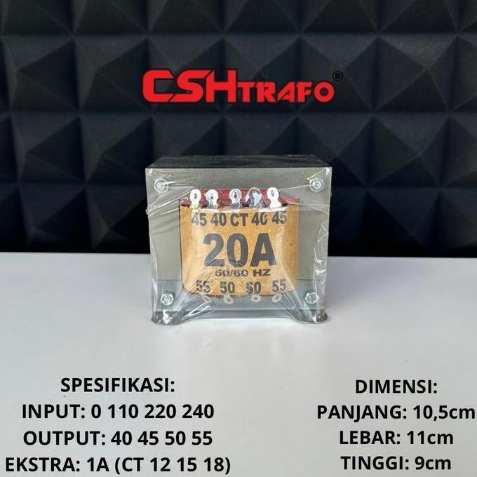 Trafo Kotak CSH Best Quality (Trafo Kecil) 100% Tembaga Murni 20A CT 55V