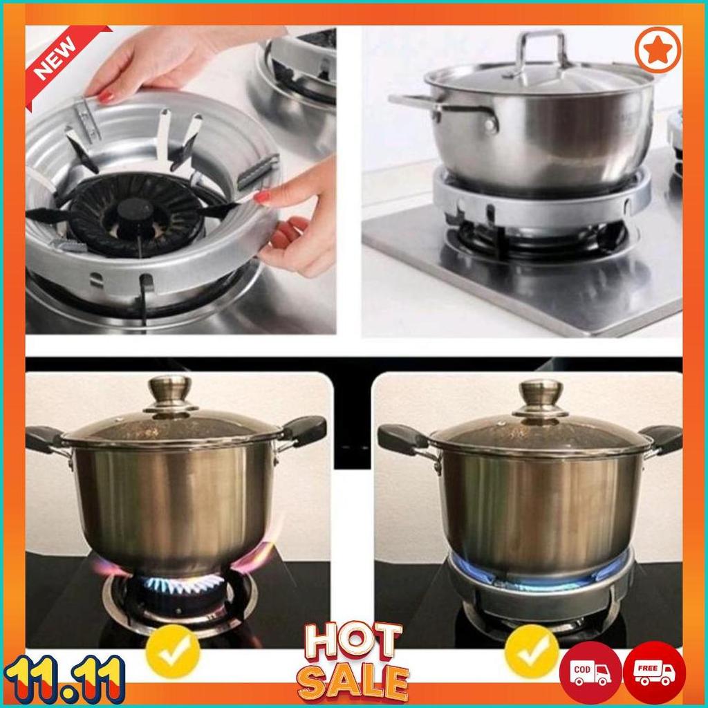 Ikiloshop Stove Cover Pelindung Api Tatakan Kompor Penghemat Gas Stainless Api Biru Cod [H3]