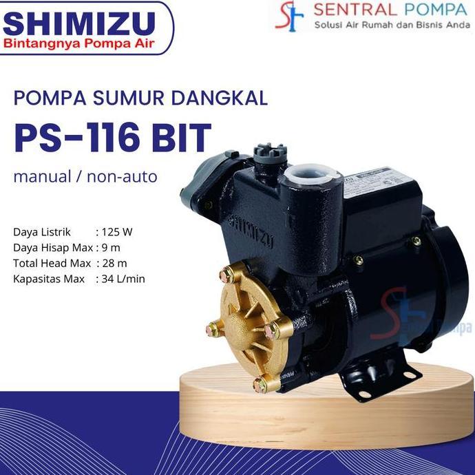 Shimizu Ps 116 Bit Mesin Pompa Air Sumur Gali Dangkal Bor 125Watt Manual Hemat