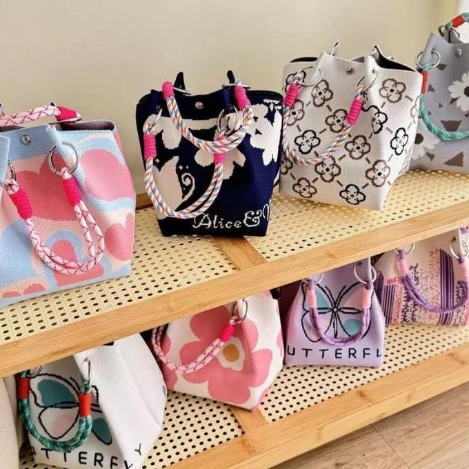 Tas Rajut Knitted Mini Bag Korea Tas Fashion Korea Wanita Kekinian