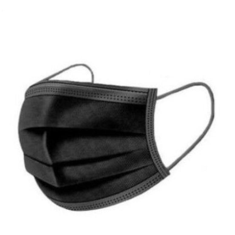 Masker Hitam 3Ply Earloop Maxhealth 50Pcs Black Disposable Non