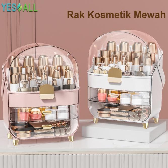 Yesall Rak Skincare Portable Aesthetic Anti Debu Serbaguna Rak Makeup Kosmetik Estetik Transparan Te