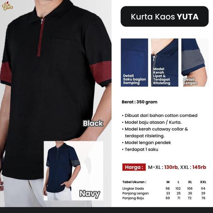Kurta Kaos Pria Koko Navy Koko Hitam Dewasa Lengan Pendek Bahan Kaos Terlaris